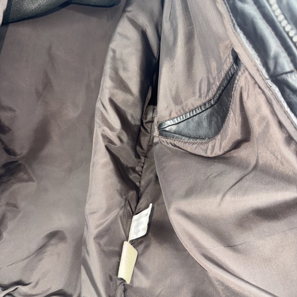 Wilsons Leather Jacket Vintage 70s Womens Black Sherpa biker Bomb Jacket Size 42 - Picture 7 of 9